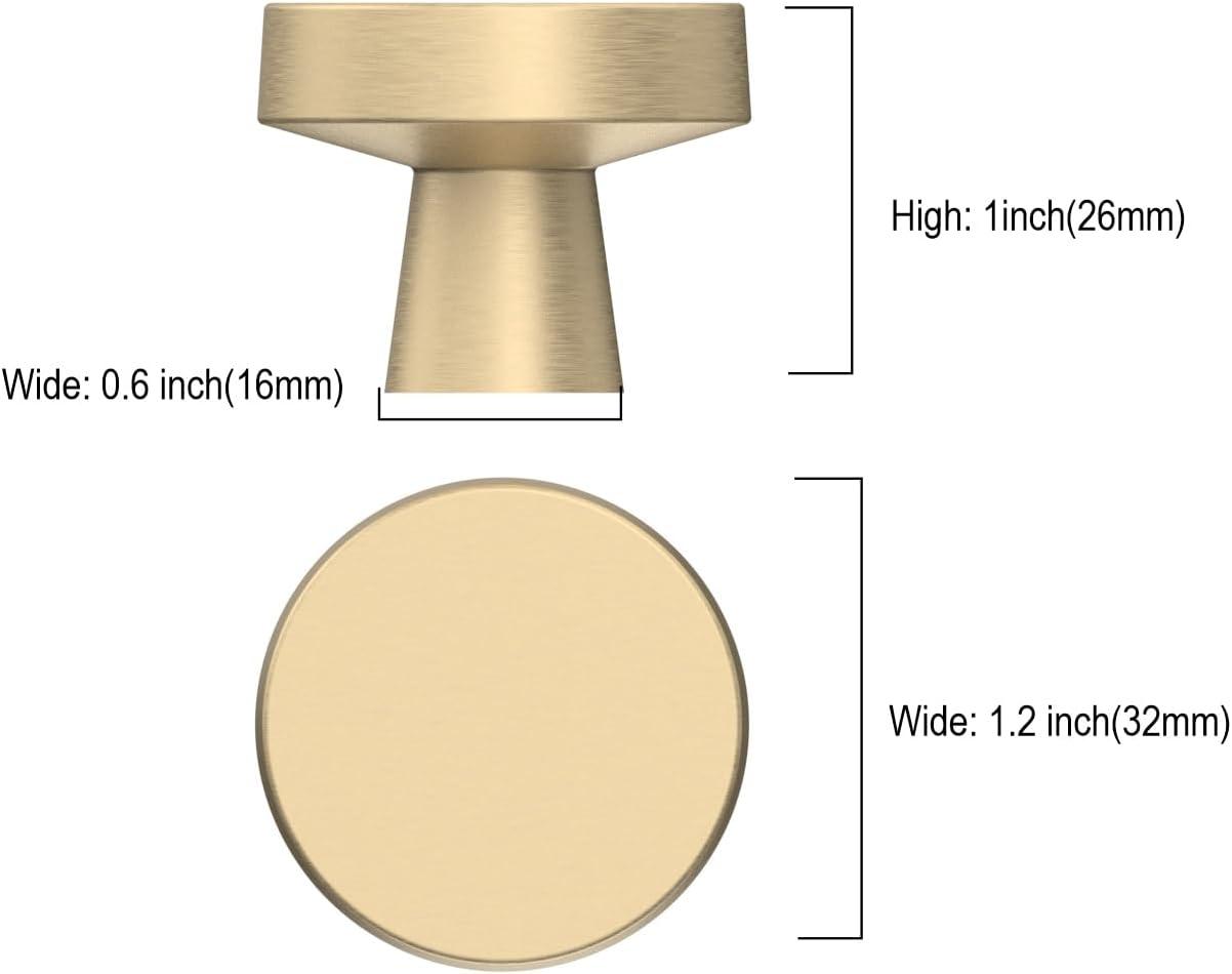 Brushed Brass Round Knurled Cabinet Knob Set