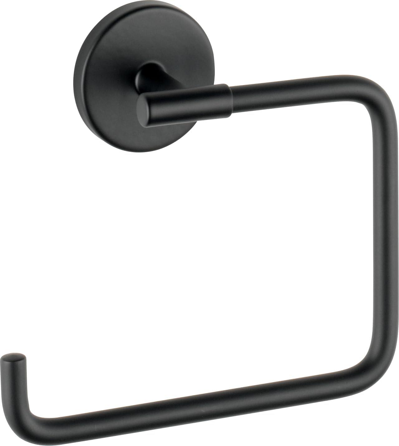 Delta Trinsic (1-Pack) Hand Towel Holder Matte Black Towel Racks for Bathroom Wall Square Towel Ring Holder for Bath Towel Hanger for Kitchen, Bathroom Accessories 759460-BL