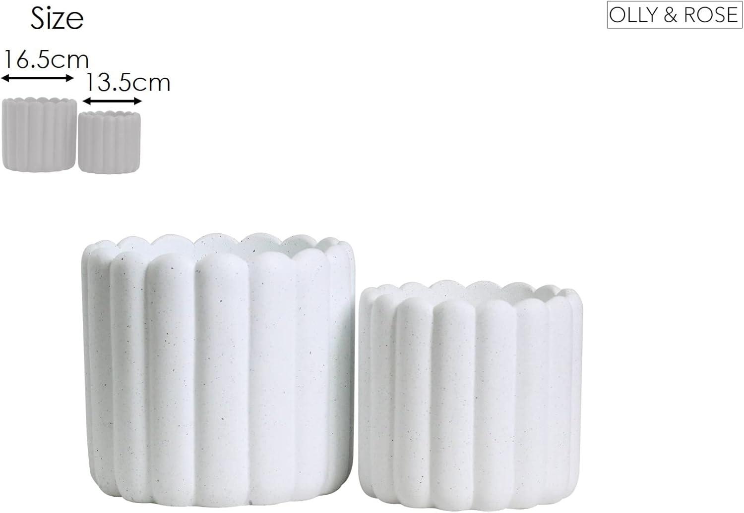 Olly & Rose Barcelona Ceramic Plant Pot Set 2 - Indoor & Outdoor Planters (Black)