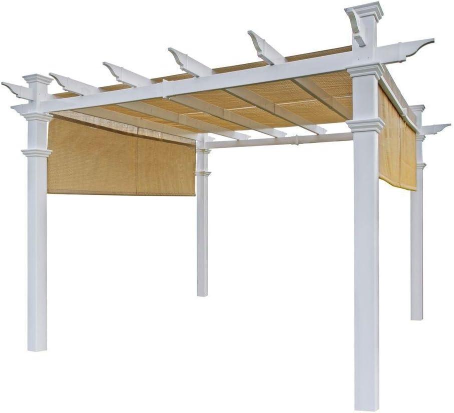 Malibu 10' x 10' White Vinyl Pergola with Canopy