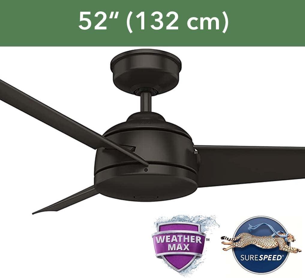 52" Trimaran 3 - Blade Outdoor Standard Ceiling Fan with Wall Control