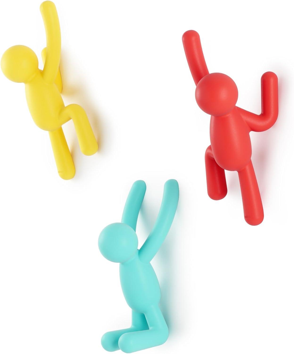 Multicolored Plastic Buddy Wall Hooks Set of 3