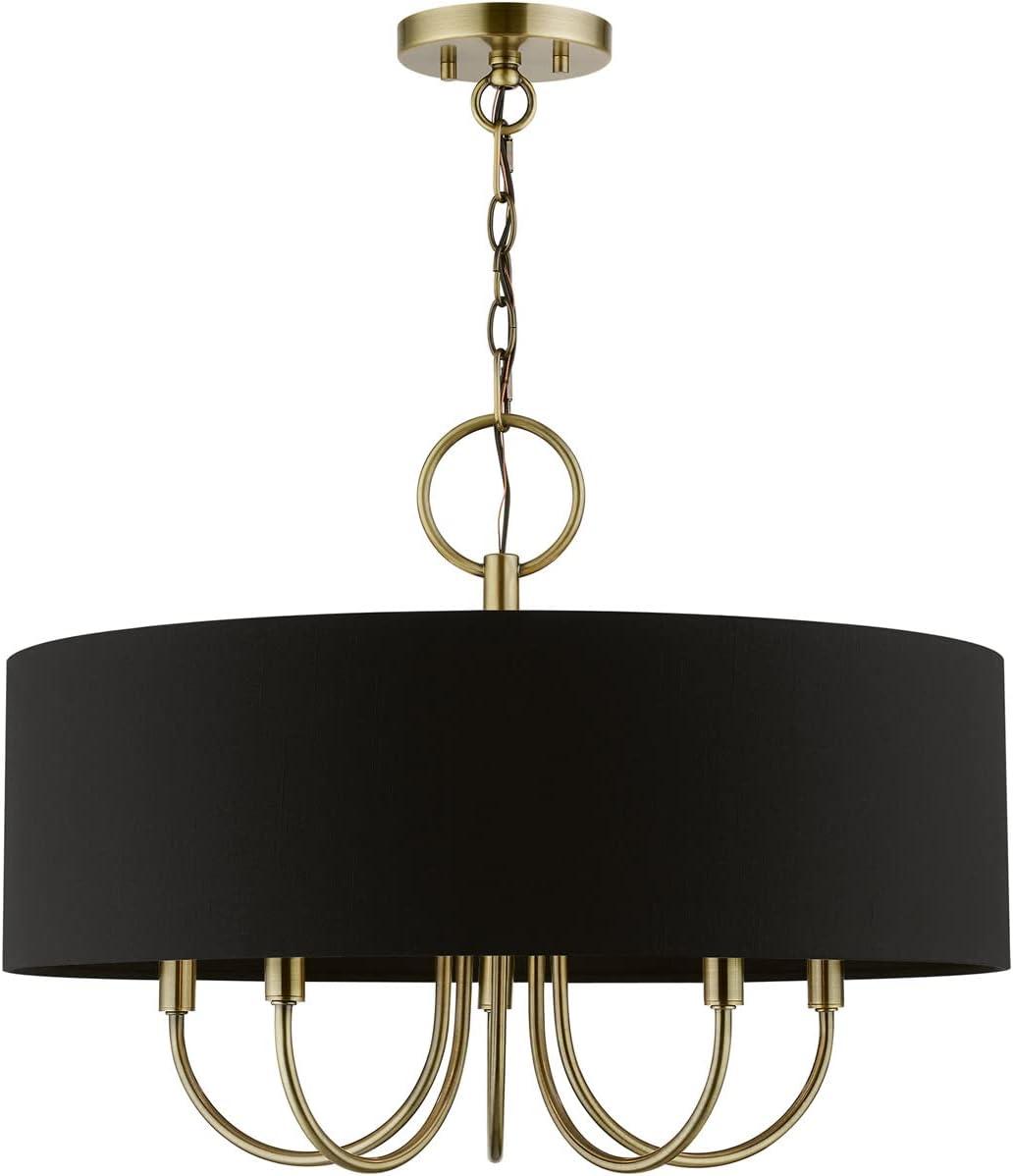 Livex Lighting 40115 Huntington 5 Light 23" Wide Taper Candle Drum Chandelier - Brass