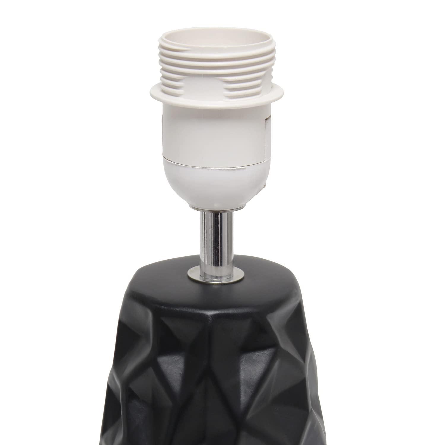 Sculpted Ceramic Table Lamp Black - Simple Designs: Modern Bedside Light, ETL Listed, No Assembly Required