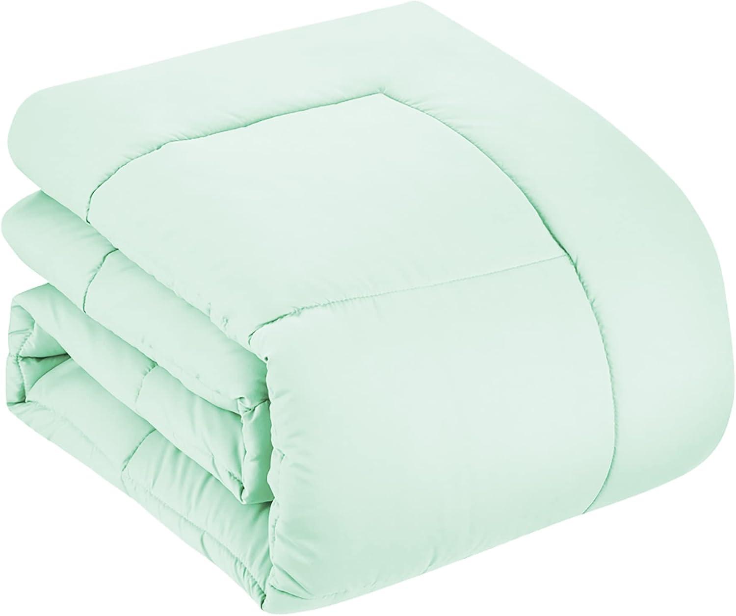 Bed-in-A-Bag Solid Color Comforter & Sheet Set Soft All Season Bedding, Twin, Mint