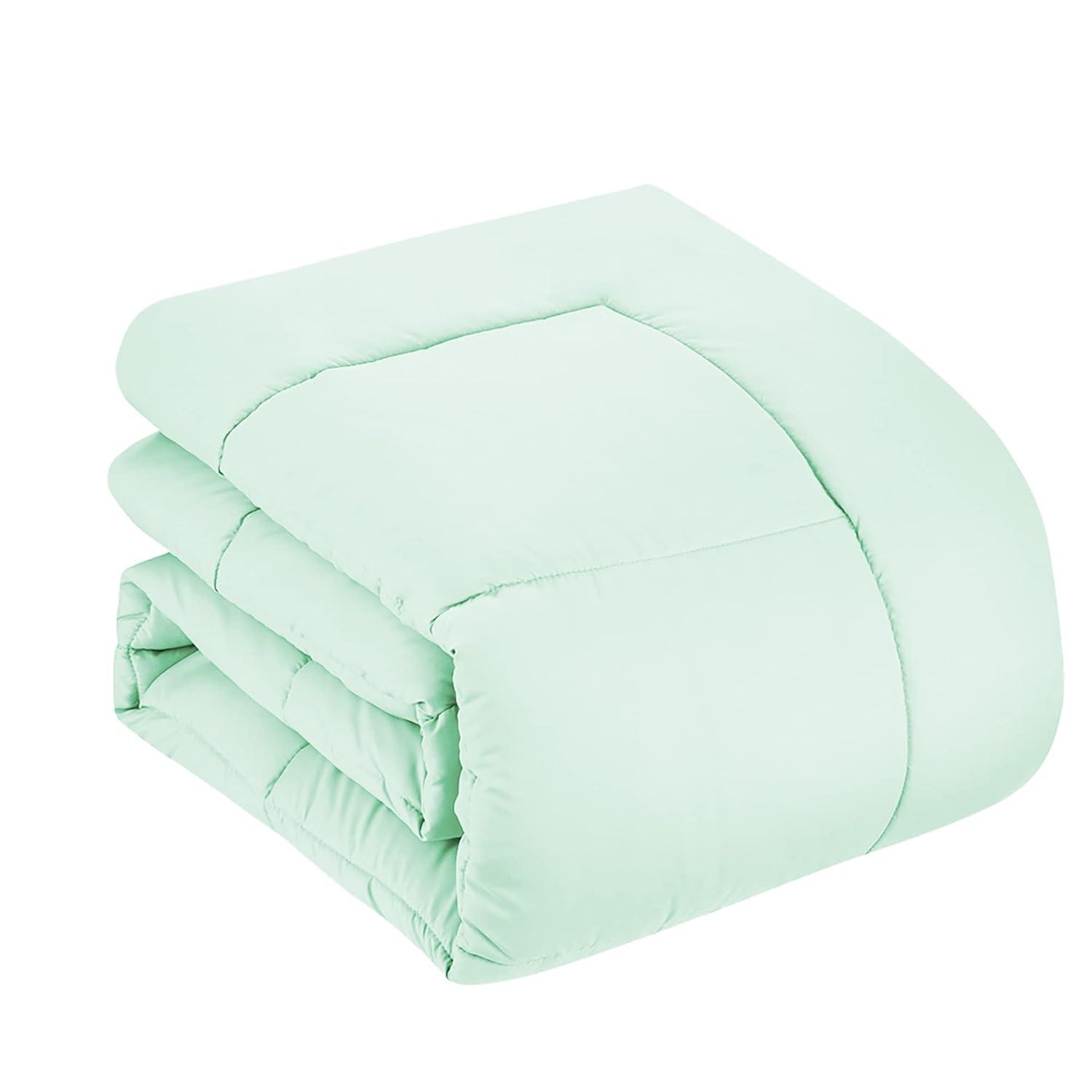 Bed-in-A-Bag Solid Color Comforter & Sheet Set Soft All Season Bedding, Twin, Mint
