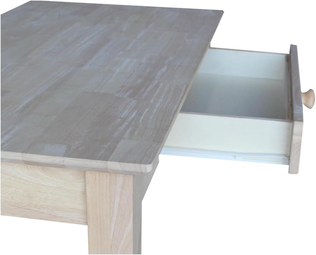 Solid Wood Writing Table Unfinished - International Concepts: 30"H, Hardwood, Narrow Design, 36" Width, Space Saver