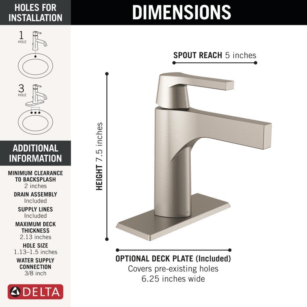 Zura 6.81" Stainless Steel Single Handle Bathroom Faucet