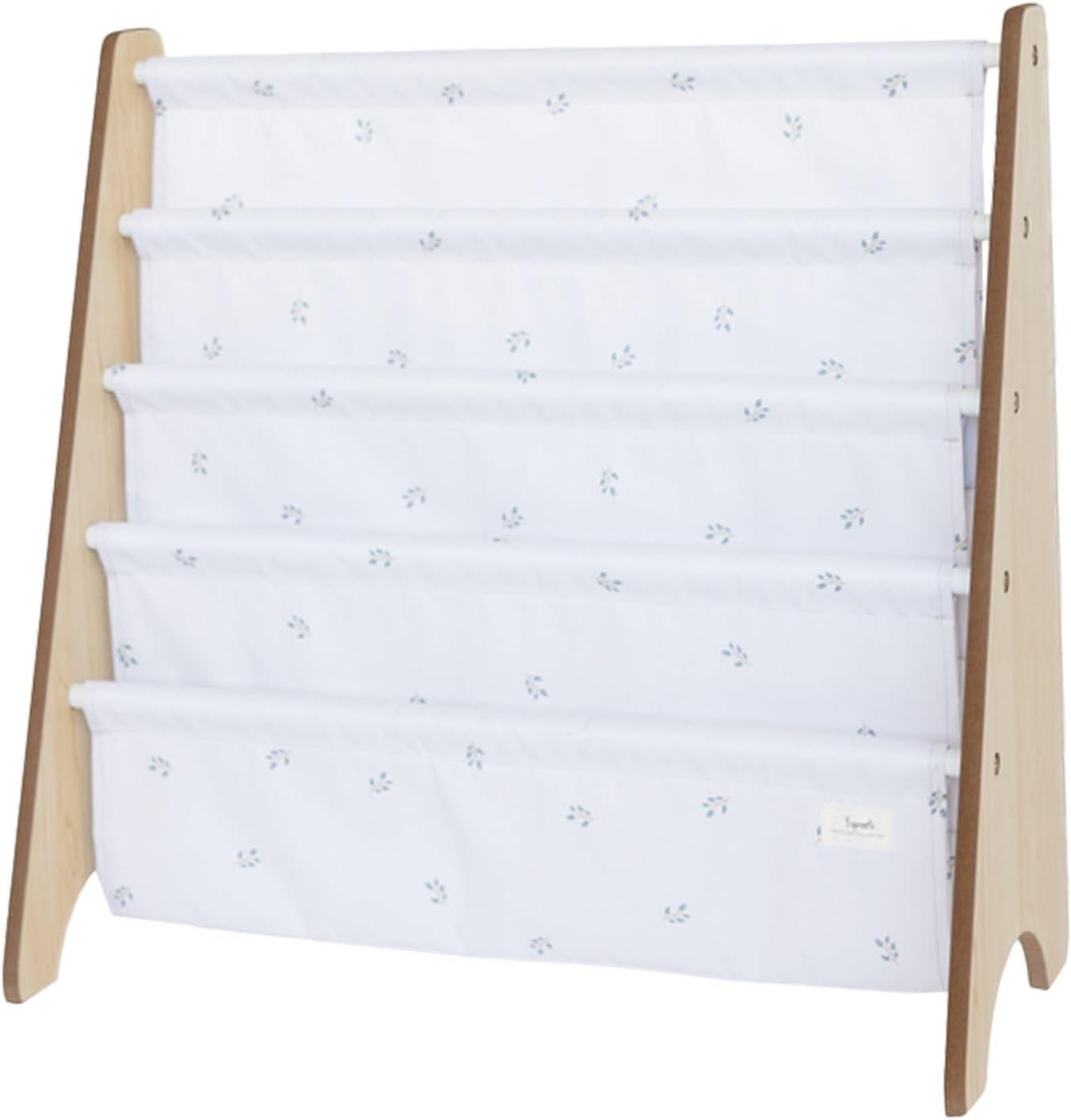 Ivory and Blueberry 4-Tier Kids Sling Bookshelf with Recycled Fabric