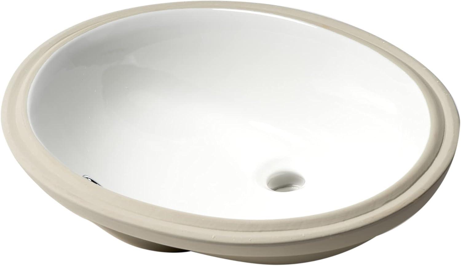 Alfi Brand 16.75'' White Porcelain Oval Bathroom Sink with Overflow