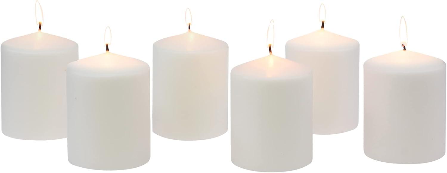 6pk Pillar Candles White - Stonebriar Collection