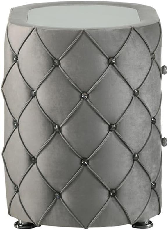 Acme Furniture Perine Nightstand in Gray Velvet