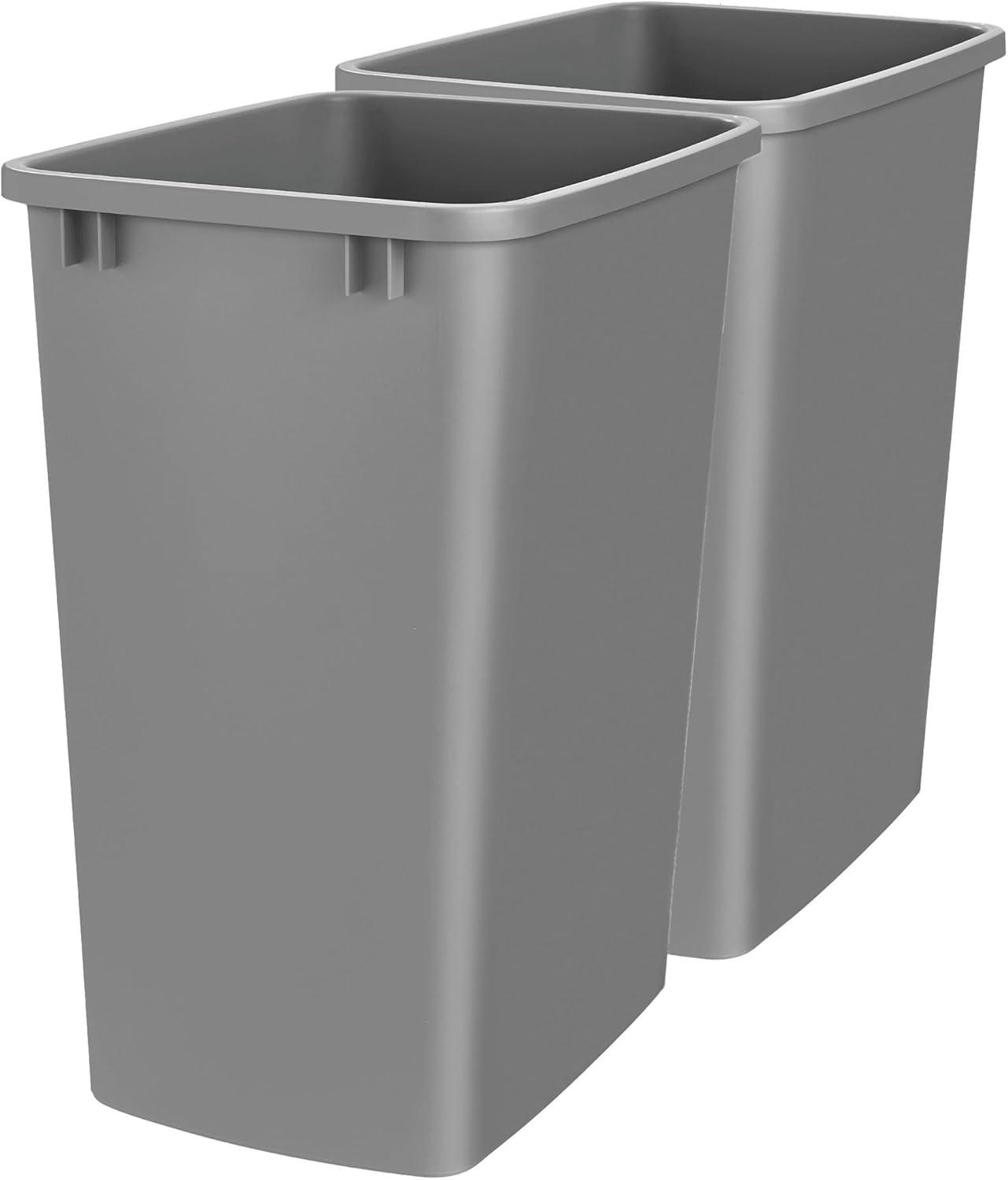 Rev-A-Shelf 35 Qt Under Sink Trash Can Replacement, Plastic, Silver, RV-35-17-52