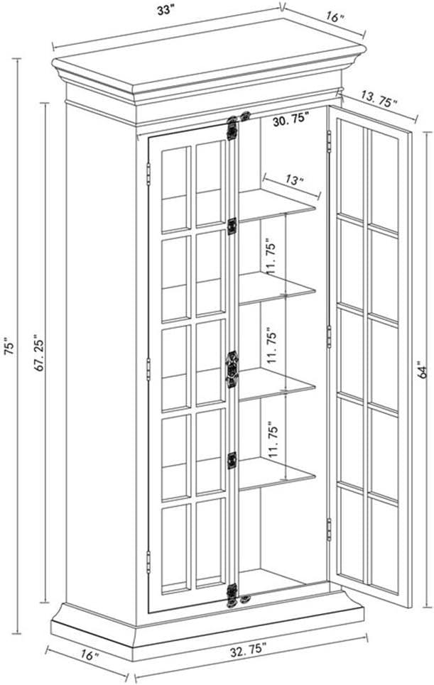 Antique White Glass Door Tall Curio Cabinet