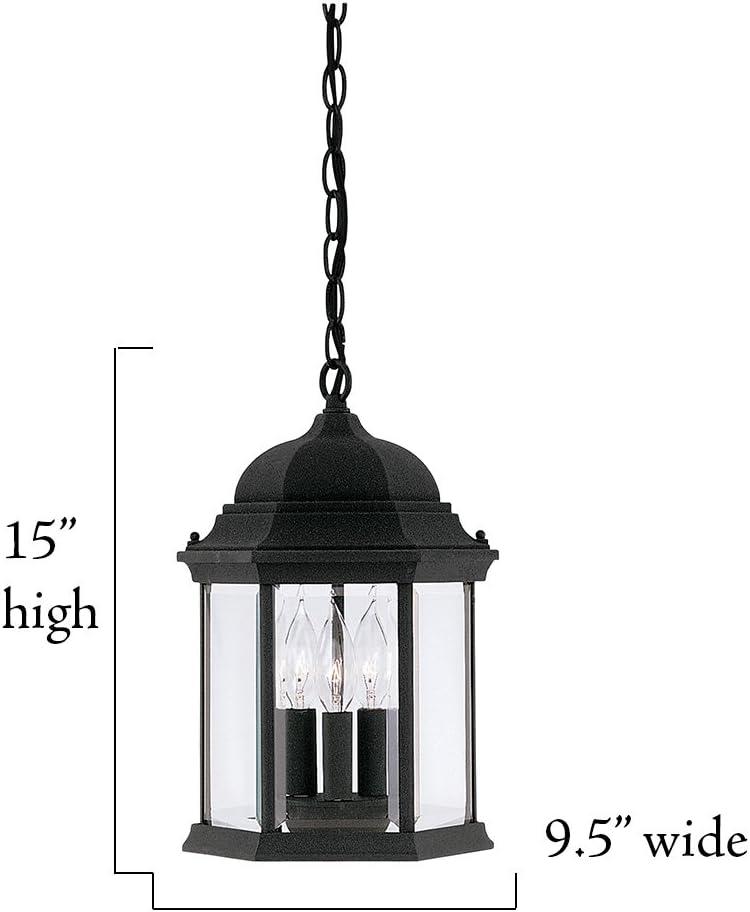 Devonshire Black Aluminum 15" Outdoor Hanging Lantern with Clear Glass