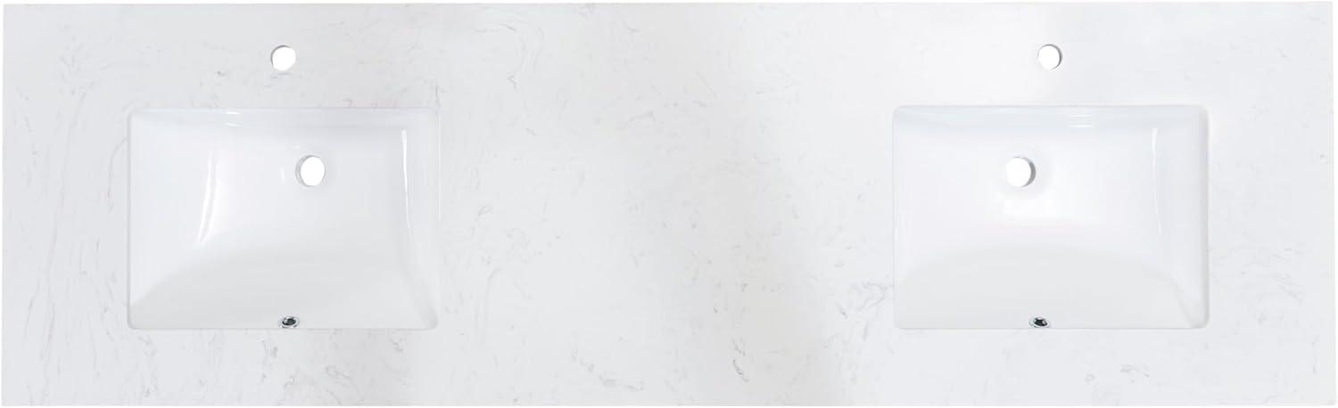 Altair Salerno 73" Double Bathroom Vanity Top in High Gloss White Stone Finish with Sink