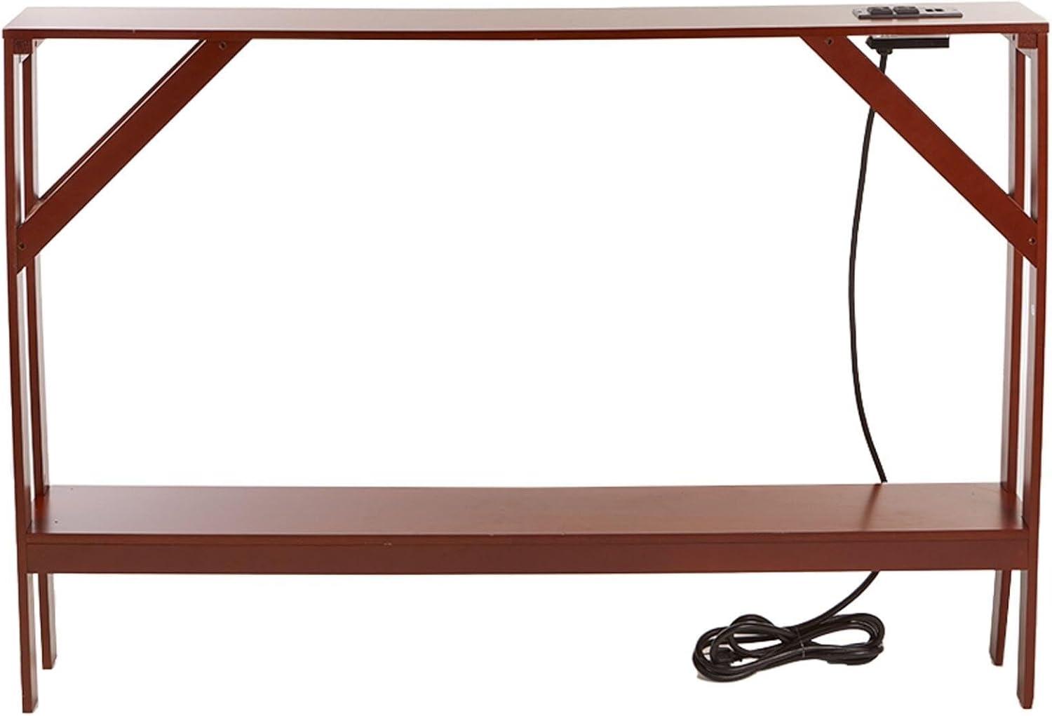 The Lakeside Collection Skinny Sofa Table with Outlet - Walnut