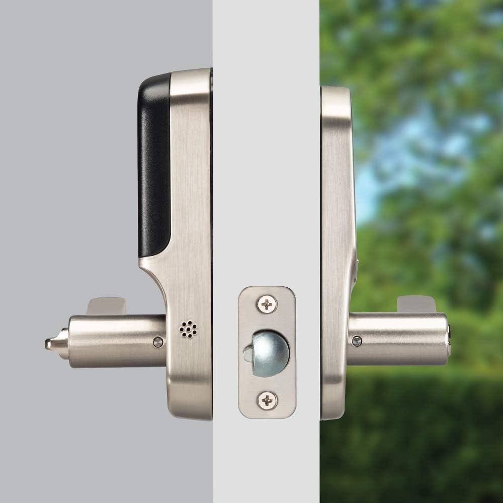 Satin Nickel Electronic Door Handle with Touchscreen Keypad