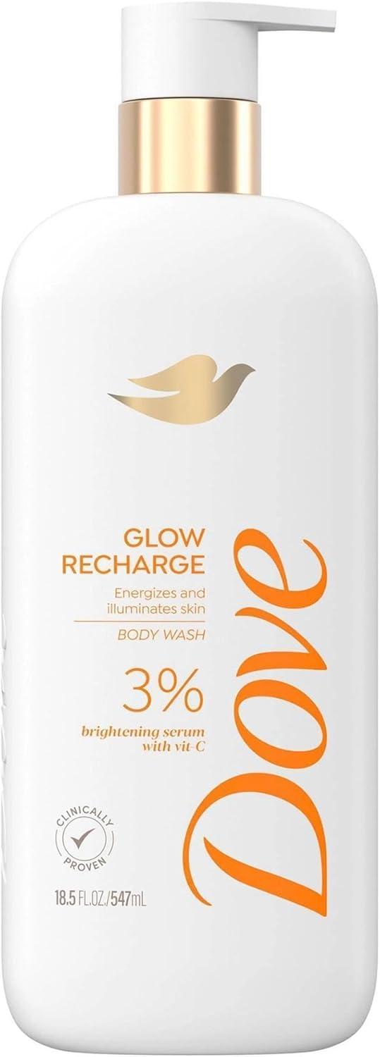 Dove Exfoliating Glow Recharge Body Wash for Women Brightening Serum with Vitamin C All Skin, 18.5 oz