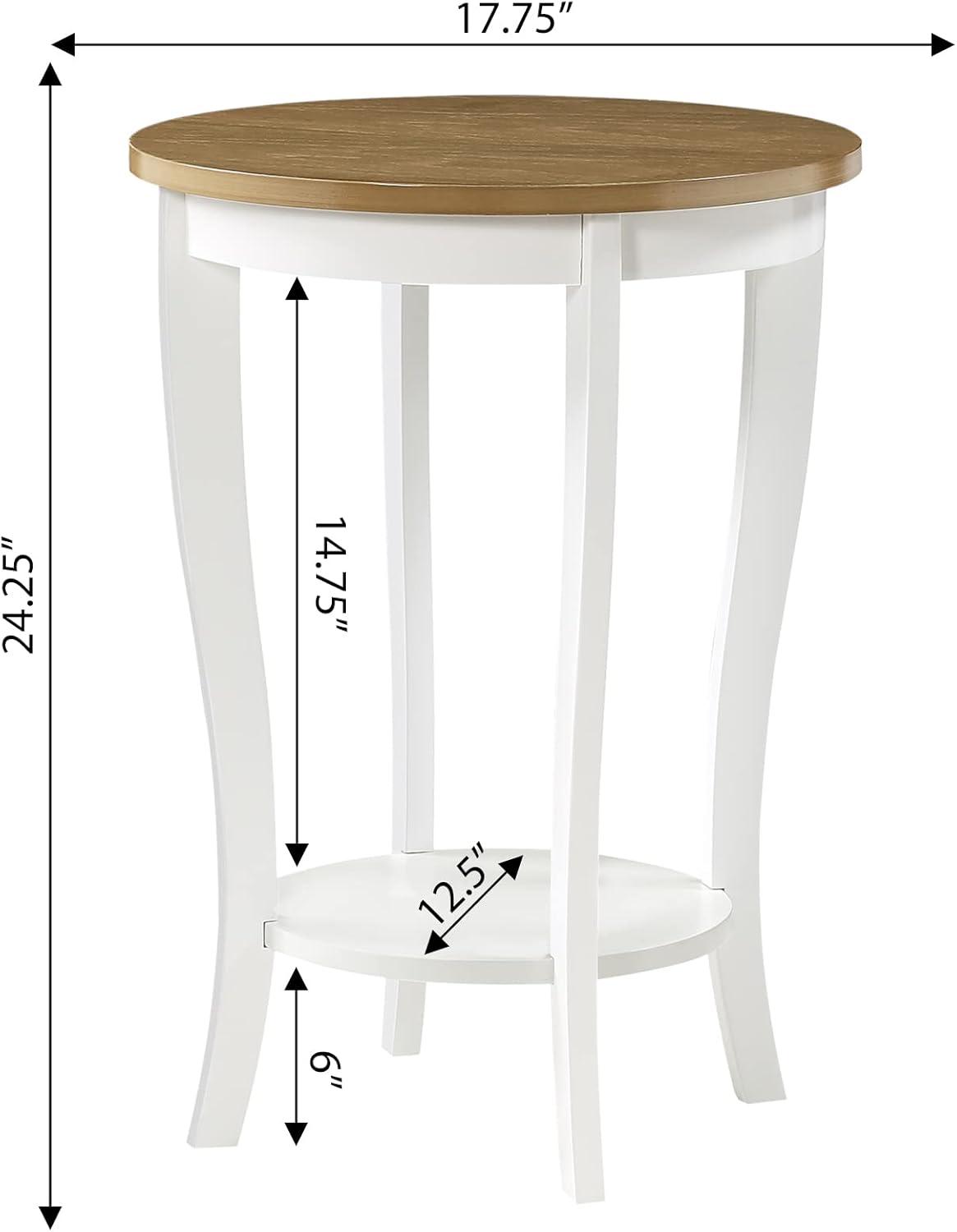 Convenience Concepts American Heritage Round Coffee Table with Shelf, Driftwood/White