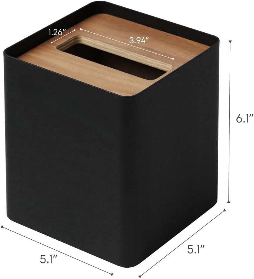 Yamazaki Home Tissue Box Cover - Two Styles, Walnut, Steel, Square, Lid, No Assembly