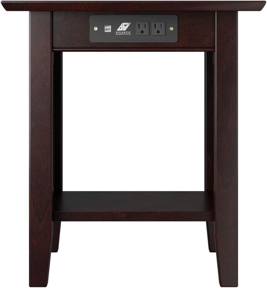 Nantucket End Table with Charging Station in Espresso