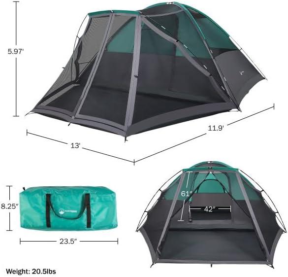 Wakeman Green Four Season 6 Person Cabin Tent with Carry Bag