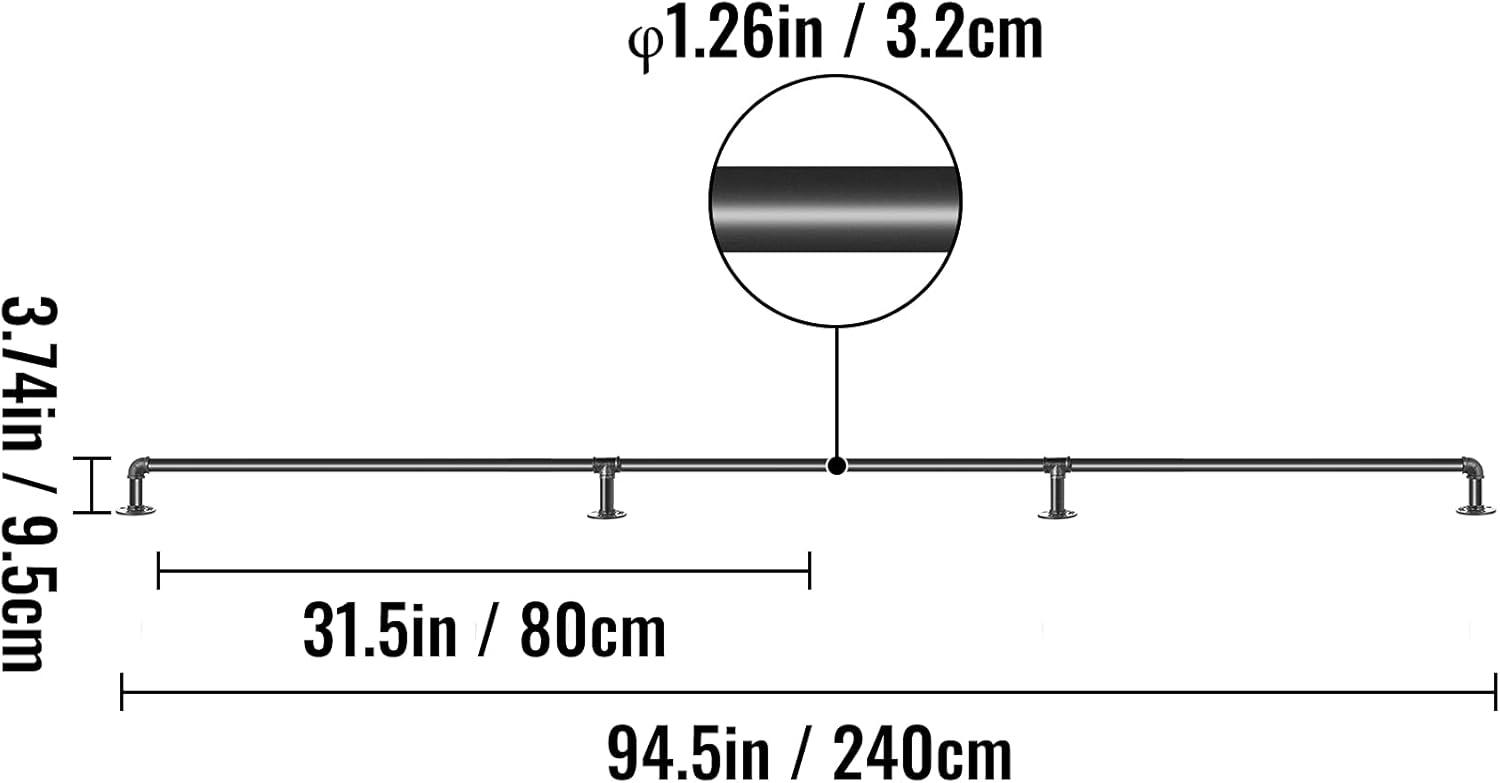 Black Carbon Steel 35.83" Stair Handrail with PVC Coating