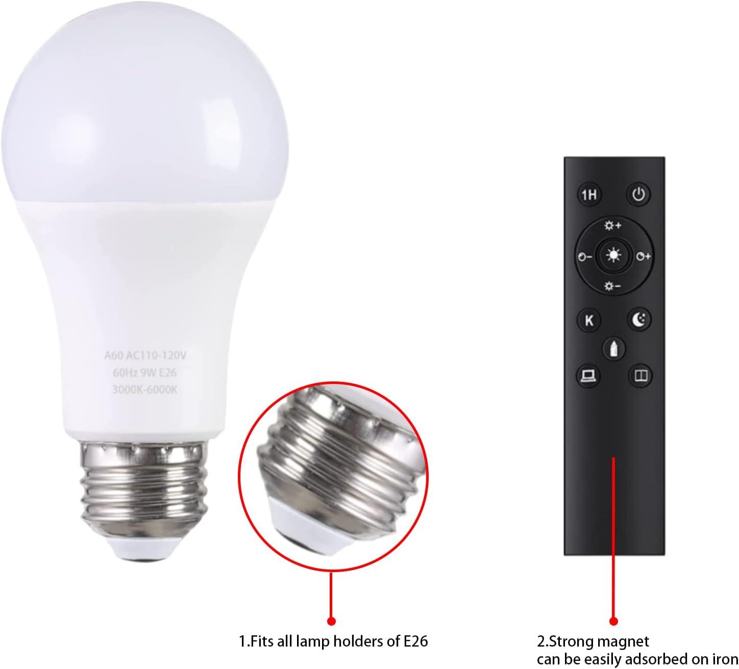 Dimmable A19 LED Light Bulb with Remote Control