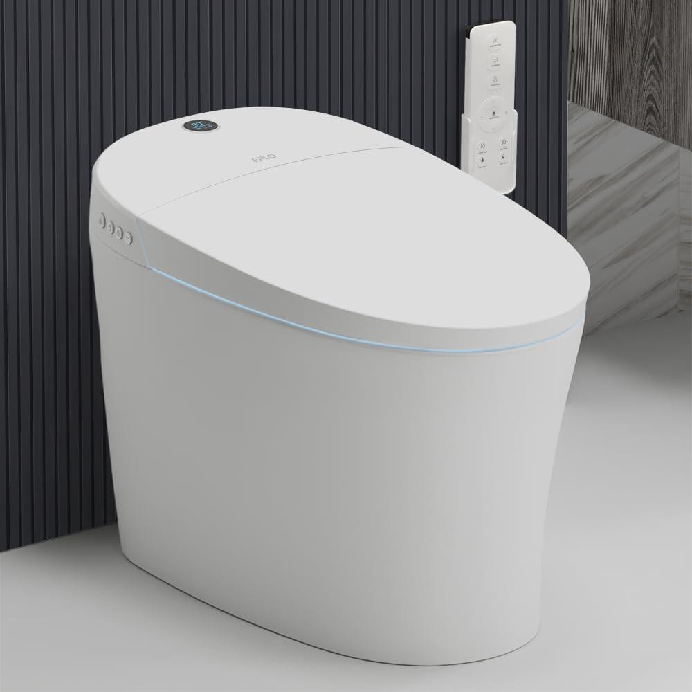 EPLO Smart Toilet Bidet – Auto Open/Close, 1000g MaP Flush Score, Auto Urinal Flush for Men, ADA Compliant Comfort Height, Built-in Tank, Heated Seat, Moving Dryer, Elongated Design, Blackout Flush