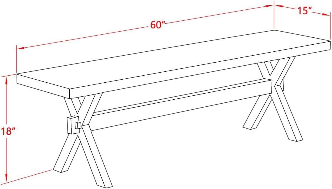 X-Style 15x60 in Dining Bench with Wirebrushed Linen White Leg and Cement Top finish