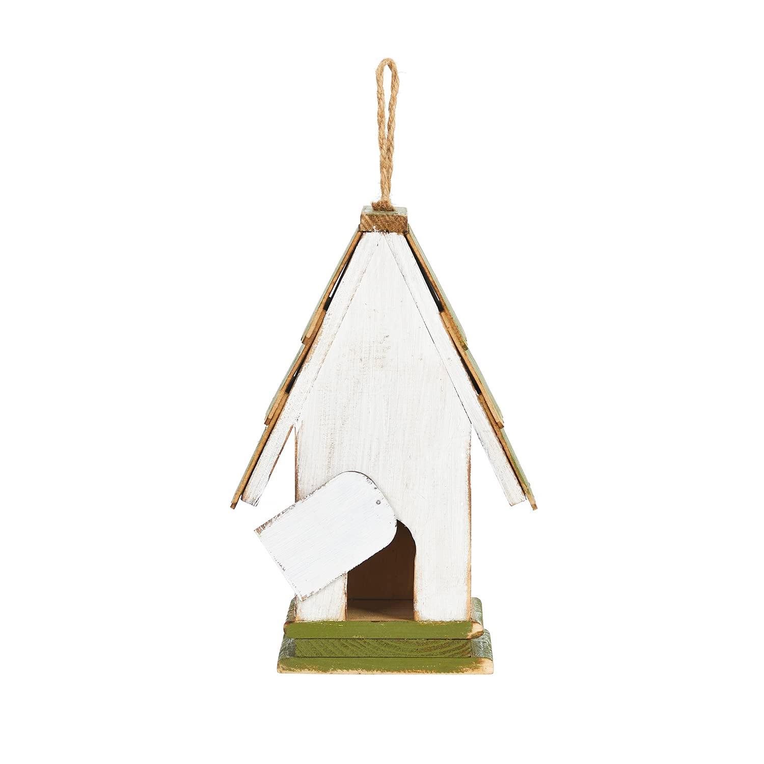 Glitzhome 4.09 in. Distressed Wooden Birdhouse Wall Hanging