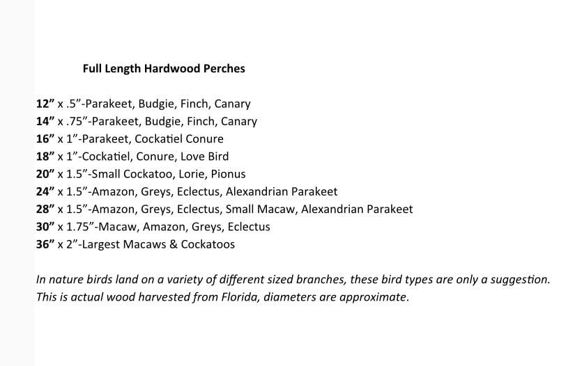 Polly's Full Length Hardwood Bird Perch, 28-Inch