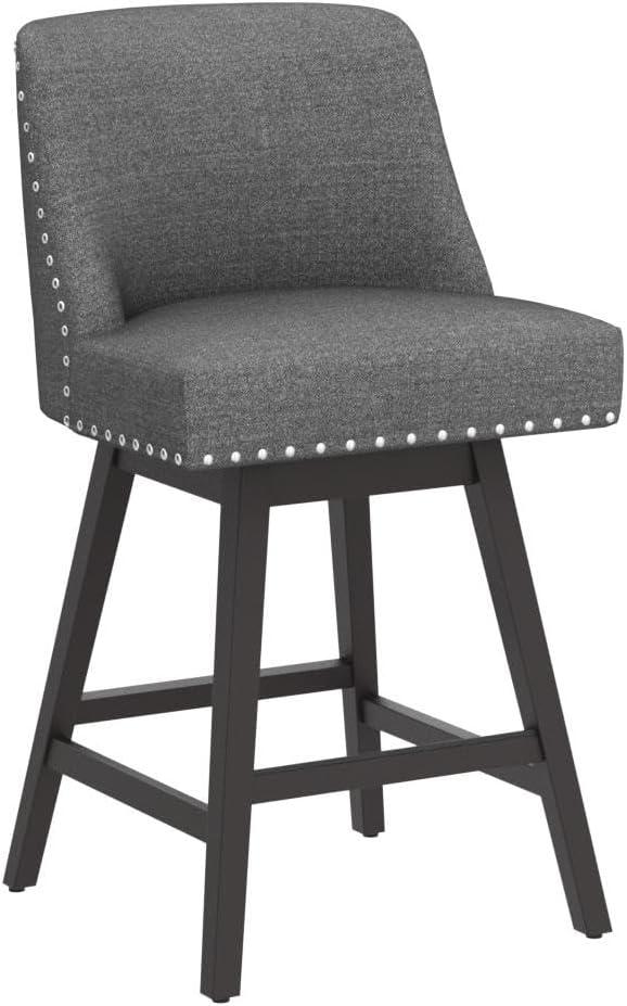 Dycanpo 26''H Swivel Counter Stools Set of 4 with Back Linen Fabric for Home Kitchen Island, Gray
