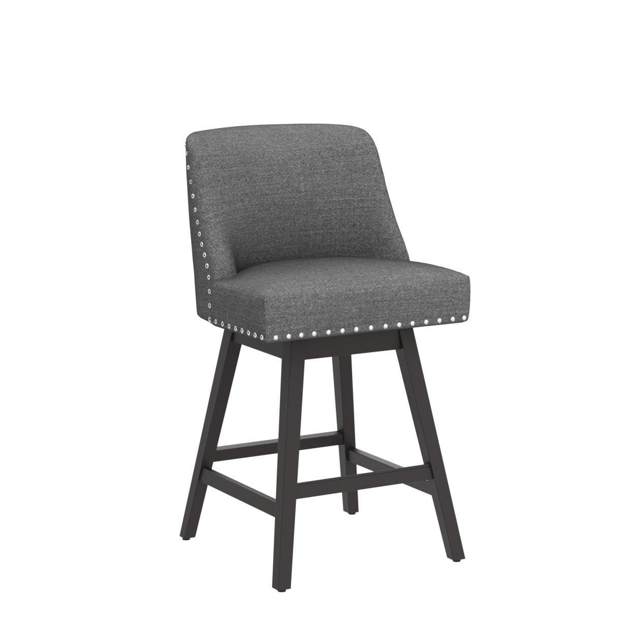 Dycanpo 26''H Swivel Counter Stools Set of 4 with Back Linen Fabric for Home Kitchen Island, Gray