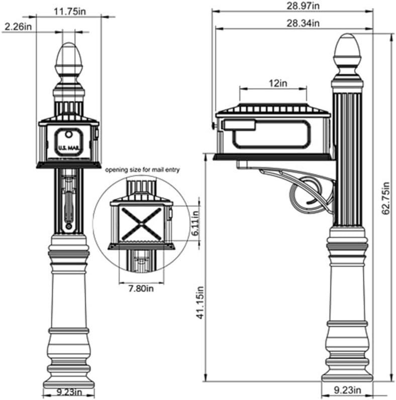 Architectural Mailboxes Stratford All-in-One, Medium, Plastic, Mailbox & Post Combo, Black