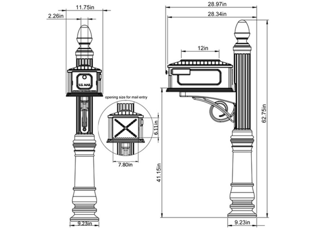 Architectural Mailboxes Stratford All-in-One, Medium, Plastic, Mailbox & Post Combo, Black