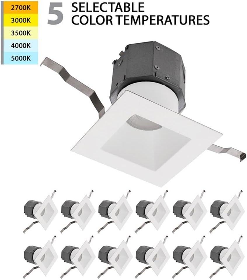 WAC Lighting Pop-in 4" Square LED 5-CCT Recessed Kit in White (Set of 12)