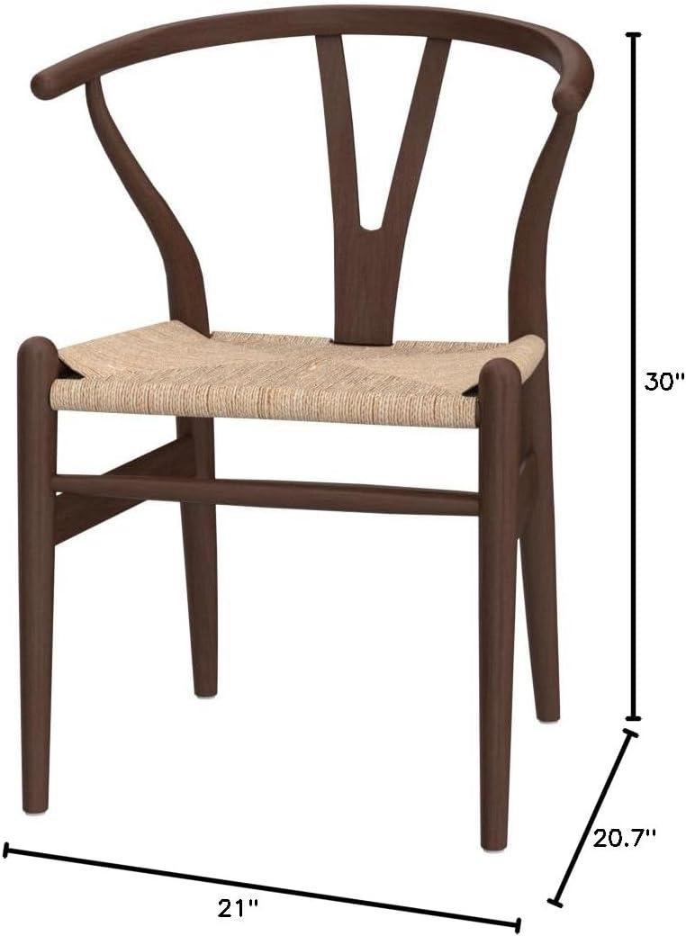 Tomile Walnut Dining Chair, Ash Wood Wishbone Chair for Home and Office