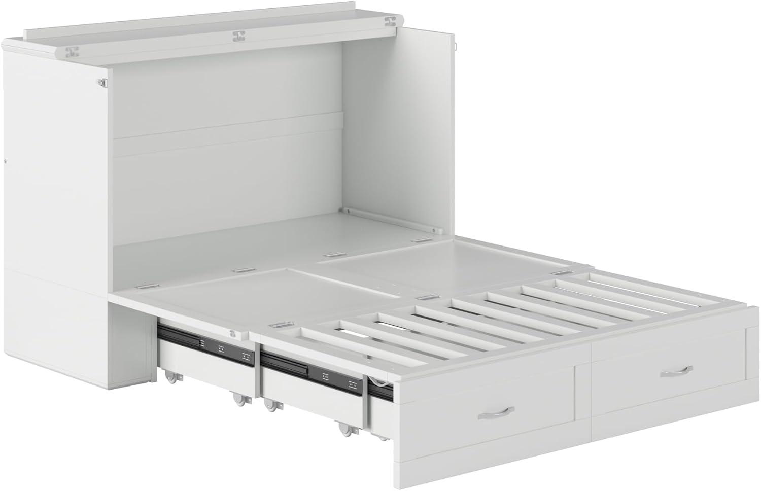 AFI Hamilton Full Solid Wood Murphy Bed Chest with Built-In Charger in White