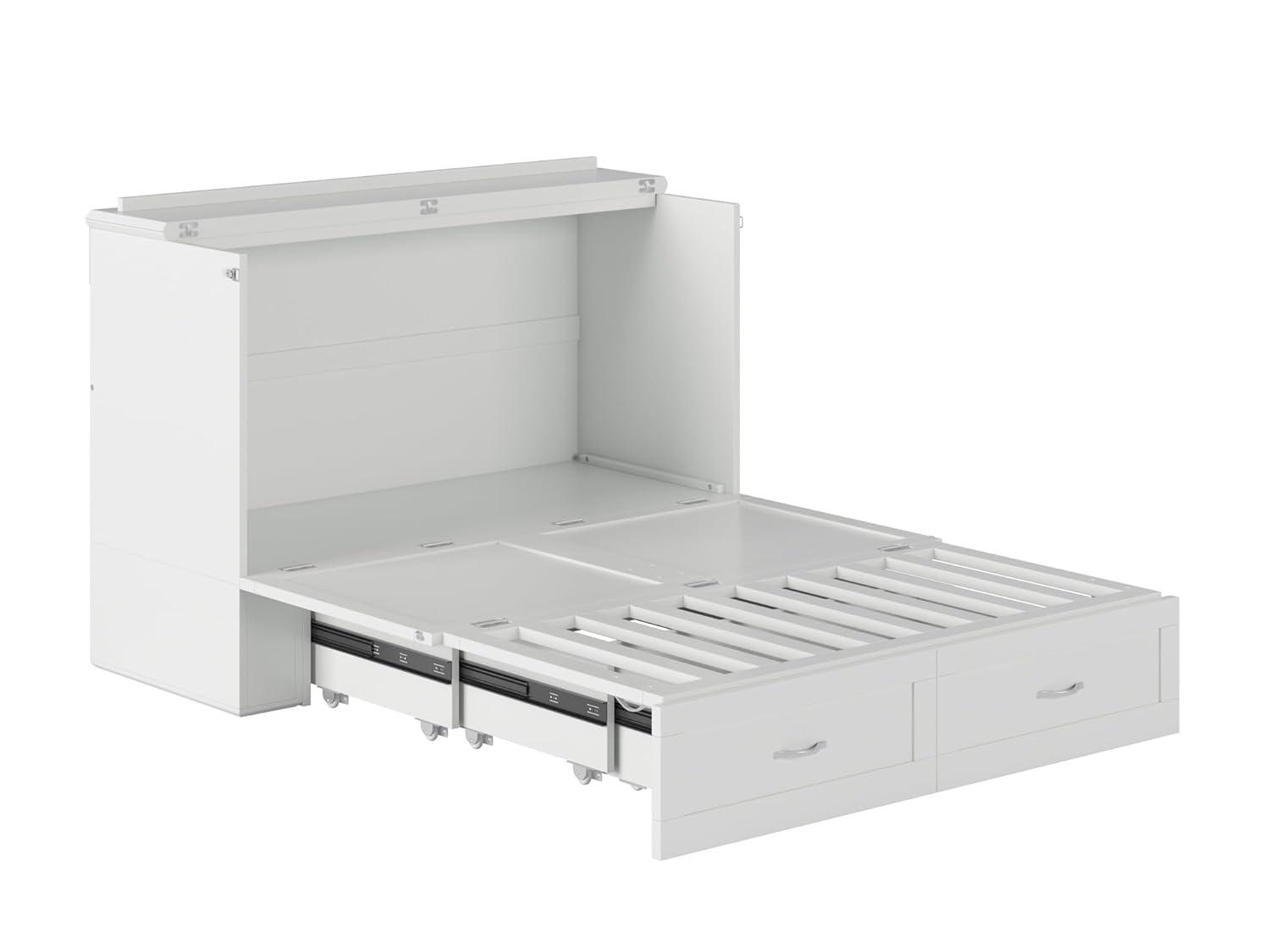AFI Hamilton Full Solid Wood Murphy Bed Chest with Built-In Charger in White