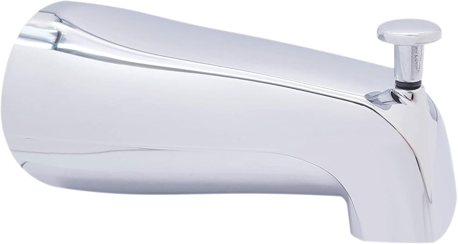 Westbrass 5-1/4" Front Diverter Tub Spout with Tip-Toe Drain and 2-Hole Overflow Trim CO531-26