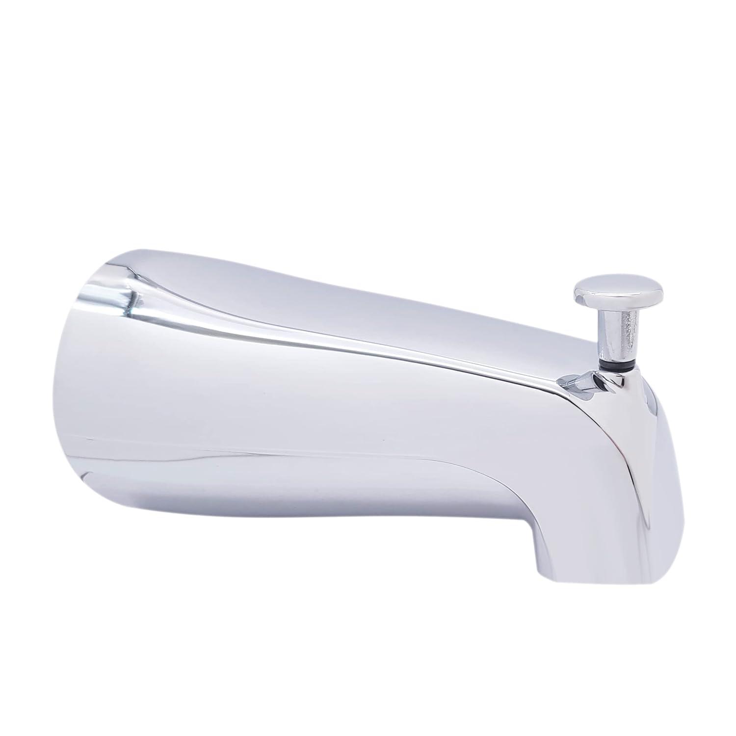 Westbrass 5-1/4" Front Diverter Tub Spout with Tip-Toe Drain and 2-Hole Overflow Trim CO531-26