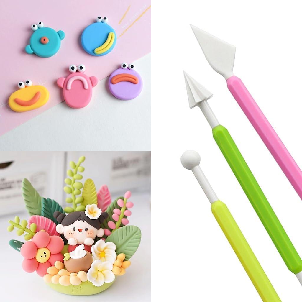 9 Pieces of Clay Carving Tools, Children's Plastic Modeling Clay Tools, Double-Headed Plastic Ceramic Pottery Tool kit, Handicraft Clay Modeling DIY kit Chef Decoration Modeling and Carving Tools