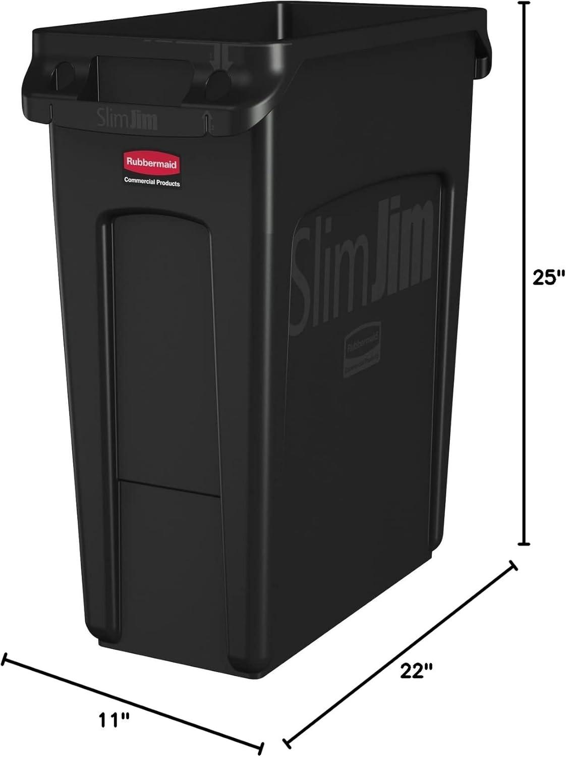 Rubbermaid Commercial Products Slim Jim Plastic Open Kitchen Trash Can - 16 Gallons