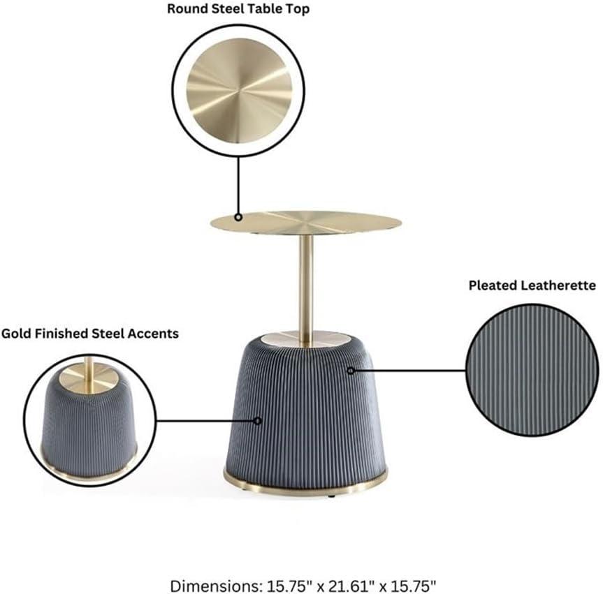 Manhattan Comfort 3pc Anderson Leatherette Upholstered Coffee Table and End Table Set Cream/Gray