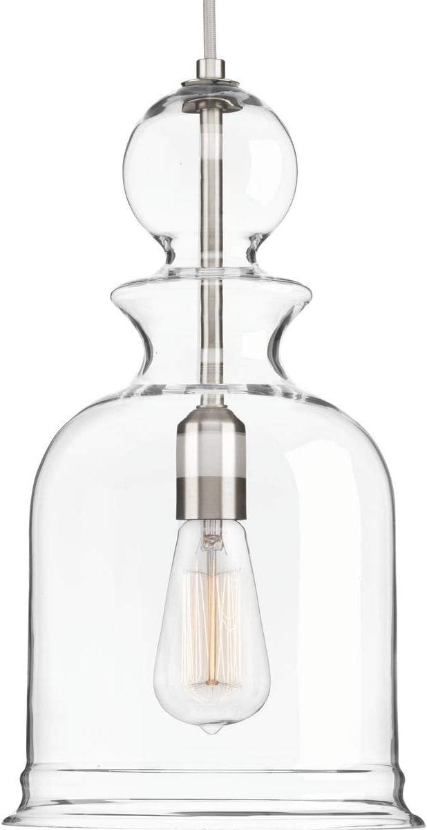 Staunton 20" Brushed Nickel & Clear Glass Drum Pendant Light