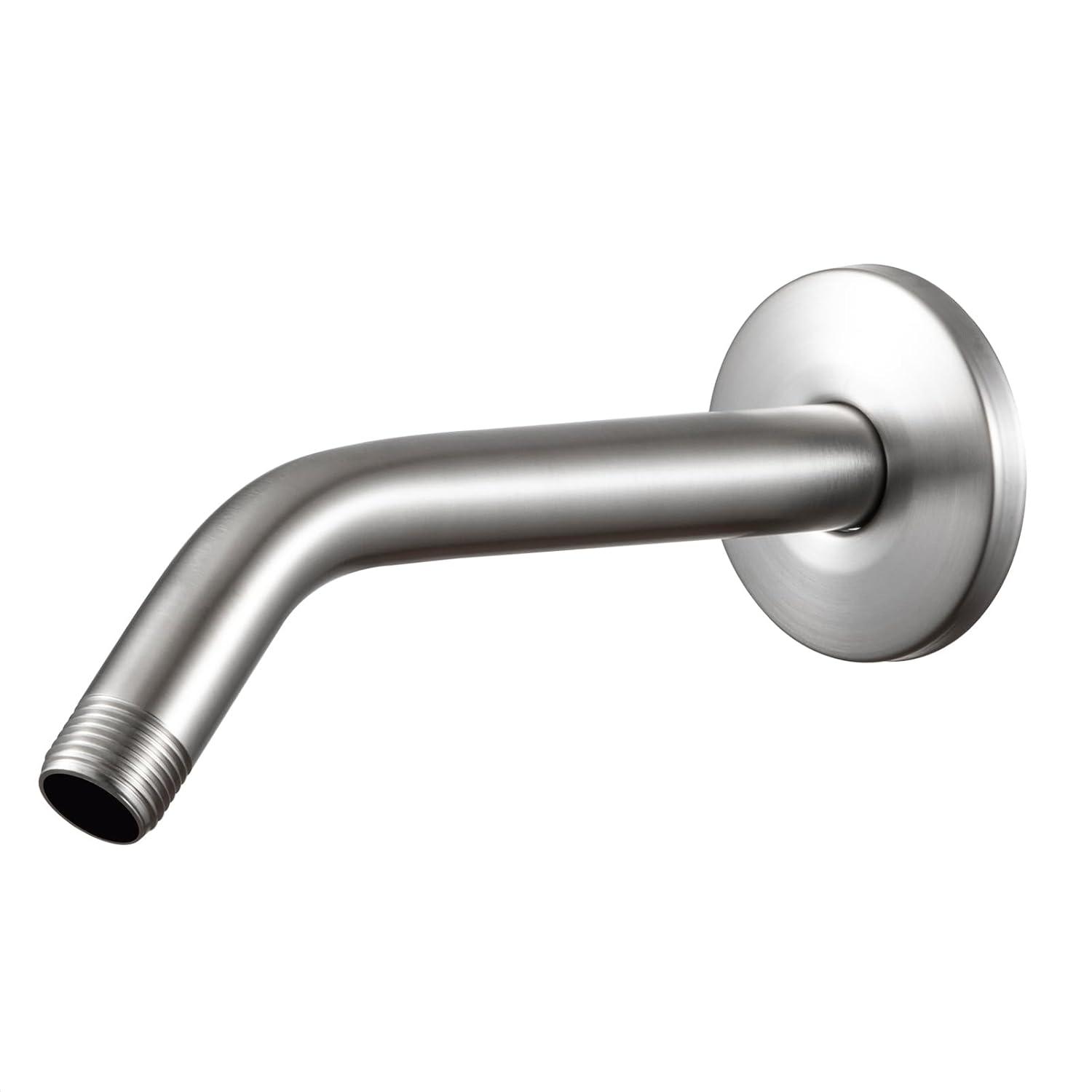 Brushed Nickel 6 Inch Stainless Steel Wall-Mounted Shower A-Rm And Flange Shower Head