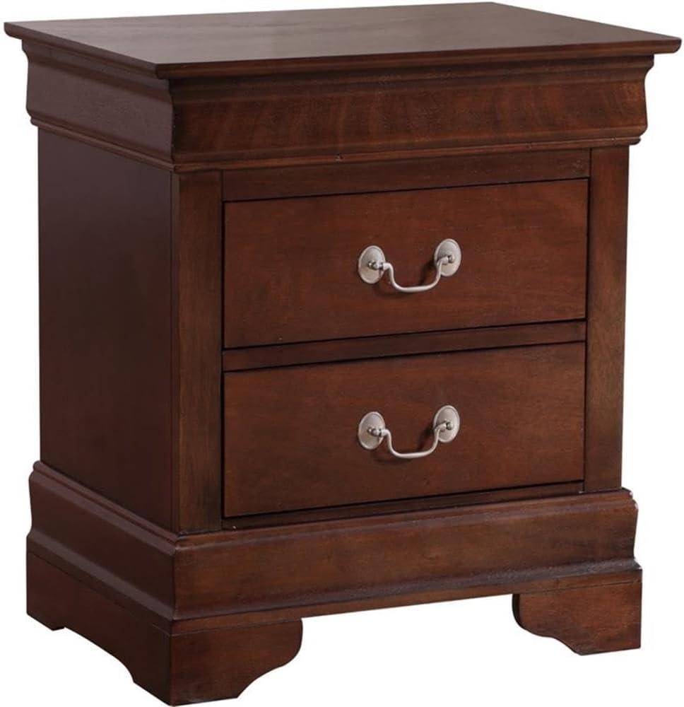 Glory Furniture Louis Phillipe 2 Drawer Nightstand in Cappuccino