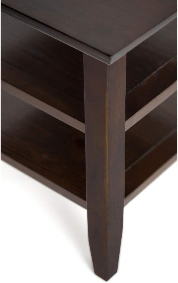 Simpli Home Acadian Wood 14" Rectangle Transitional Narrow Side Table in Brunette Brown